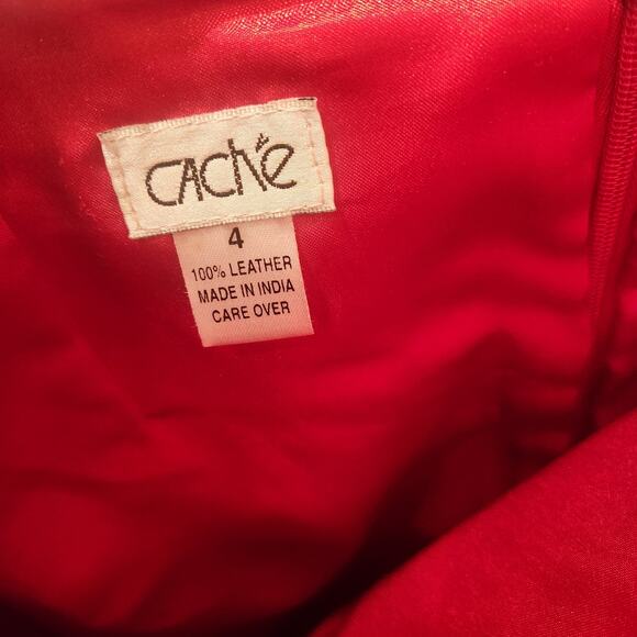 Vintage Cache croc embroidered red leather skirt suit size 8 - Picture 12 of 12